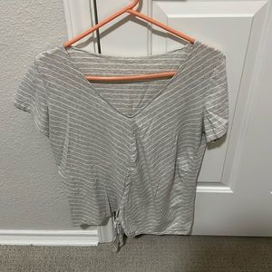 Light grey striped short sleeve shirt